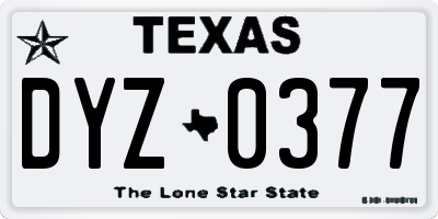 TX license plate DYZ0377