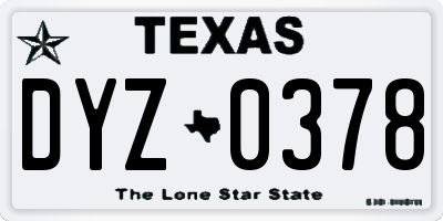 TX license plate DYZ0378