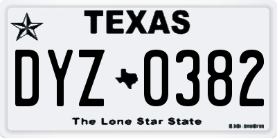 TX license plate DYZ0382