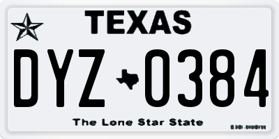 TX license plate DYZ0384