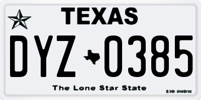 TX license plate DYZ0385