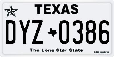 TX license plate DYZ0386