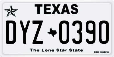 TX license plate DYZ0390