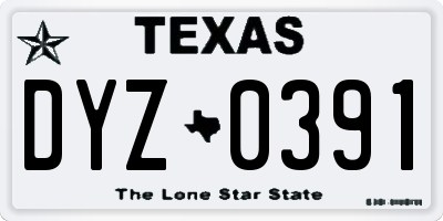TX license plate DYZ0391