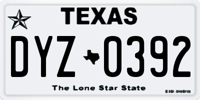 TX license plate DYZ0392