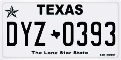 TX license plate DYZ0393