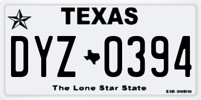 TX license plate DYZ0394