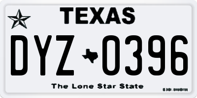 TX license plate DYZ0396