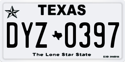 TX license plate DYZ0397