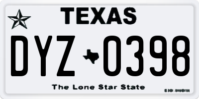 TX license plate DYZ0398