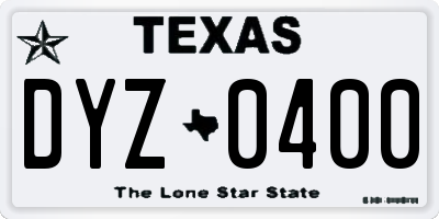 TX license plate DYZ0400