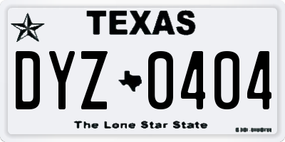 TX license plate DYZ0404