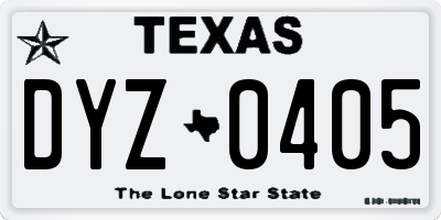 TX license plate DYZ0405