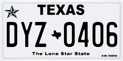 TX license plate DYZ0406