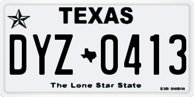 TX license plate DYZ0413