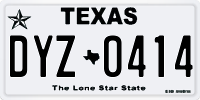 TX license plate DYZ0414