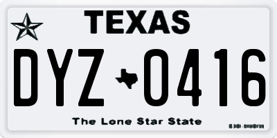 TX license plate DYZ0416