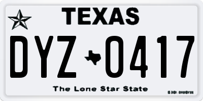 TX license plate DYZ0417