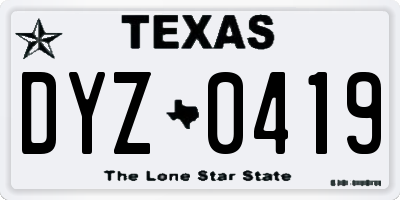 TX license plate DYZ0419