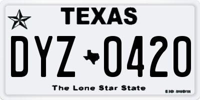TX license plate DYZ0420