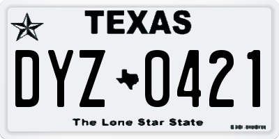 TX license plate DYZ0421