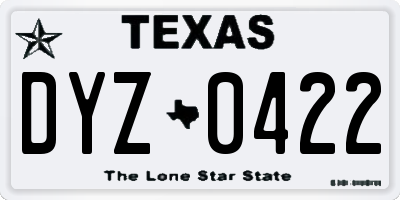 TX license plate DYZ0422