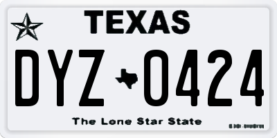 TX license plate DYZ0424