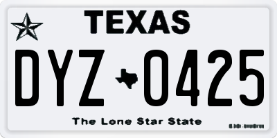 TX license plate DYZ0425