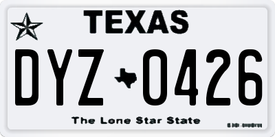 TX license plate DYZ0426