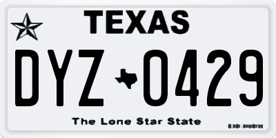 TX license plate DYZ0429