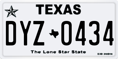 TX license plate DYZ0434