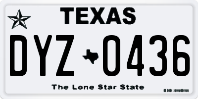 TX license plate DYZ0436