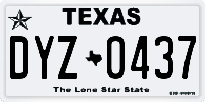 TX license plate DYZ0437