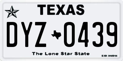 TX license plate DYZ0439