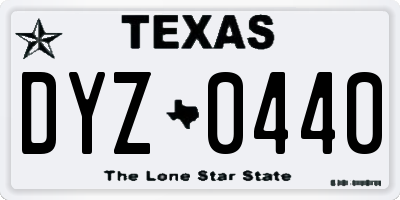 TX license plate DYZ0440