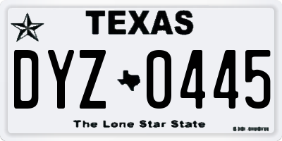 TX license plate DYZ0445