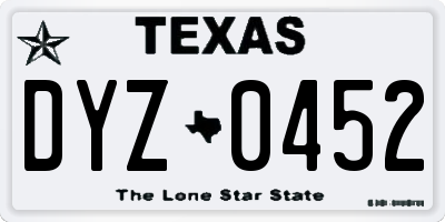TX license plate DYZ0452