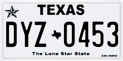 TX license plate DYZ0453