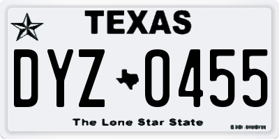 TX license plate DYZ0455