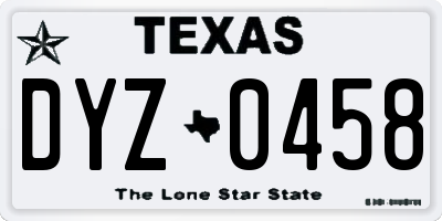TX license plate DYZ0458
