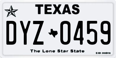 TX license plate DYZ0459