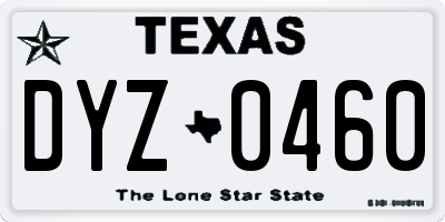 TX license plate DYZ0460