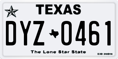 TX license plate DYZ0461