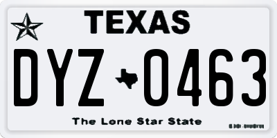 TX license plate DYZ0463