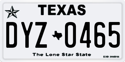 TX license plate DYZ0465