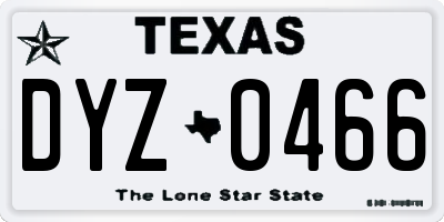 TX license plate DYZ0466