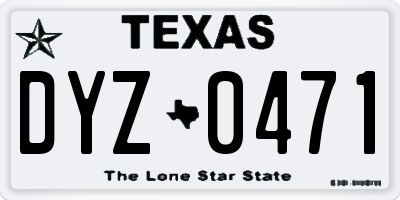 TX license plate DYZ0471