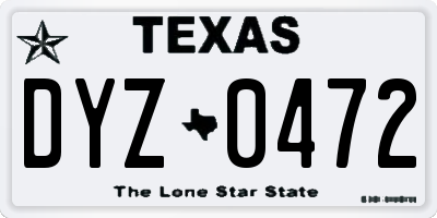 TX license plate DYZ0472