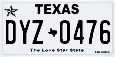 TX license plate DYZ0476