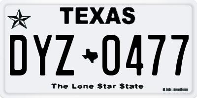 TX license plate DYZ0477